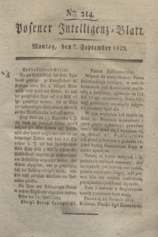 Posener Intelligenz-Blatt. 1829, Nro. 214 (7 September) + dod.