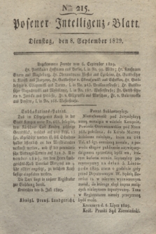 Posener Intelligenz-Blatt. 1829, Nro. 215 (8 September)