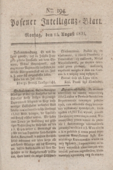 Posener Intelligenz-Blatt. 1831, Nro. 194 (15 August)