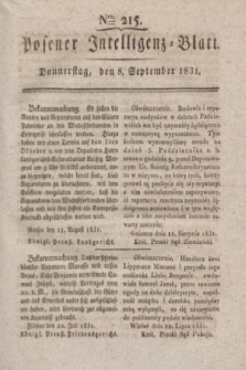 Posener Intelligenz-Blatt. 1831, Nro. 215 (8 September)