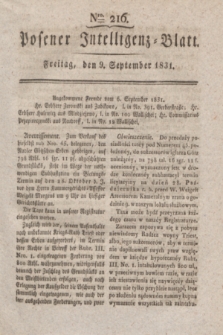 Posener Intelligenz-Blatt. 1831, Nro. 216 (9 September)