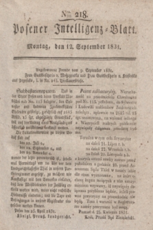 Posener Intelligenz-Blatt. 1831, Nro. 218 (12 September)