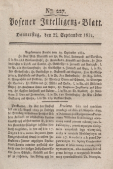 Posener Intelligenz-Blatt. 1831, Nro. 227 (22 September)