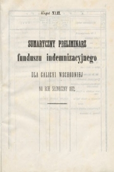 [Kadencja III, sesja II, al. 42] Alegata do Sprawozdań Stenograficznych z Drugiej Sesyi Trzeciego Peryodu Sejmu Galicyjskiego z r. 1871. Alegat 42