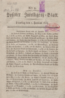 Posener Intelligenz-Blatt. 1833, Nro. 1 (1 Januar)