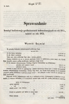 [Kadencja III, sesja II, al. 58] Alegata do Sprawozdań Stenograficznych z Drugiej Sesyi Trzeciego Peryodu Sejmu Galicyjskiego z r. 1871. Alegat 58