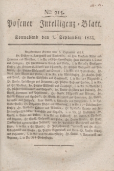 Posener Intelligenz-Blatt. 1833, Nro. 215 (7 September) + dod.