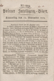 Posener Intelligenz-Blatt. 1833, Nro. 219 (12 September) + dod.