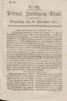 Posener Intelligenz-Blatt. 1833, Nro. 285 (28 November) + dod.
