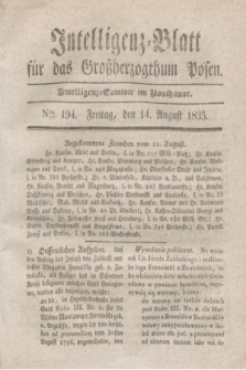 Intelligenz-Blatt für das Großherzogthum Posen. 1835, Nro. 194 (14 August)