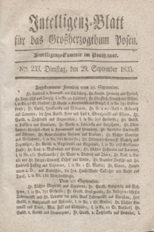 Intelligenz-Blatt für das Großherzogthum Posen. 1835, Nro. 233 (29 September)