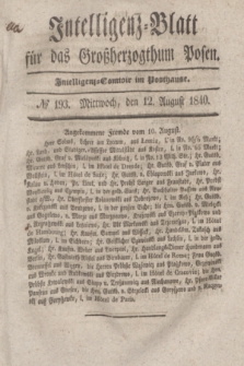 Intelligenz-Blatt für das Großherzogthum Posen. 1840, № 193 (12 August)
