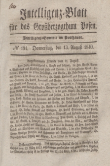 Intelligenz-Blatt für das Großherzogthum Posen. 1840, № 194 (13 August)