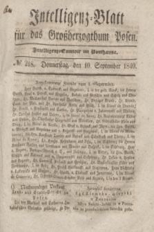 Intelligenz-Blatt für das Großherzogthum Posen. 1840, № 218 (10 September)