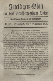 Intelligenz-Blatt für das Großherzogthum Posen. 1839, № 215 (7 September) + dod.