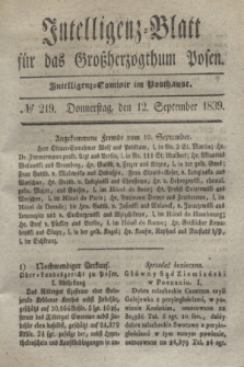 Intelligenz-Blatt für das Großherzogthum Posen. 1839, № 219 (12 September)