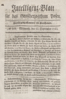 Intelligenz-Blatt für das Großherzogthum Posen. 1843, № 219 (13 September) + dod.