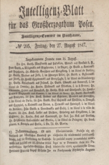 Intelligenz-Blatt für das Großherzogthum Posen. 1847, № 205 (27 August)