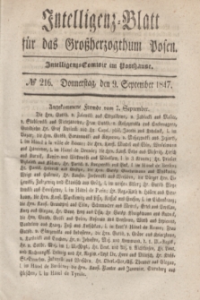 Intelligenz-Blatt für das Großherzogthum Posen. 1847, № 216 (9 September) + dod.
