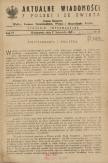 Aktualne Wiadomości z Polski i ze Świata : tygodnik informacyjny. R.4, nr 48 (27 listopada 1942)