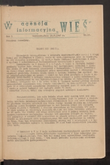 Agencja Informacyjna „Wieś”. R.1, nr 16 (18 maja 1943)