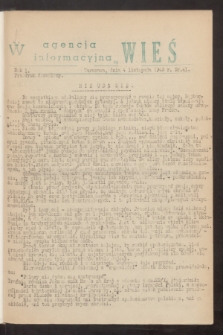 Agencja Informacyjna „Wieś”. R.1, nr 41 (4 listopada 1943)