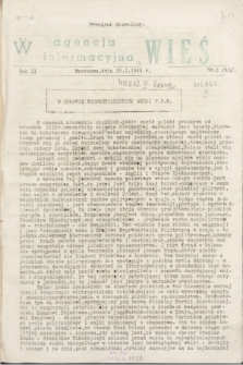 Agencja Informacyjna „Wieś”. R.2, nr 1 (25 stycznia 1944)