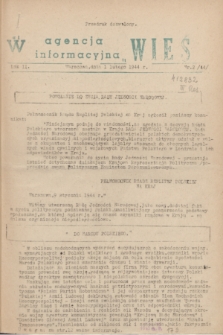 Agencja Informacyjna „Wieś”. R.2, nr 2 (1 lutego 1944)