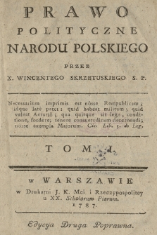 Prawo Polityczne Narodu Polskiego. T. 1