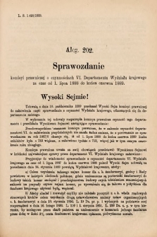 [Kadencja VI, sesja I, al. 202] Alegata do Sprawozdań Stenograficznych z Pierwszej Sesyi Szóstego Peryodu Sejmu Krajowego Królestwa Galicyi i Lodomeryi wraz z Wielkiem Księstwem Krakowskiem z roku 1889. Alegat 202