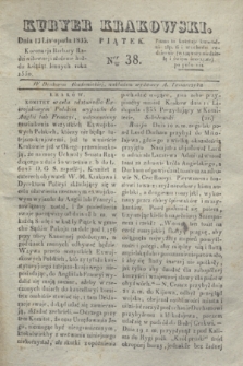 Kuryer Krakowski. 1835, Ner 38 (13 listopada)