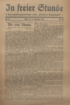 In Freier Stunde : Unterhaltungsbeilage zum „Posener Tageblatt”. 1927, Nr. 59 (2 September)