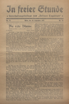 In Freier Stunde : Unterhaltungsbeilage zum „Posener Tageblatt”. 1927, Nr. 73 (18 September)