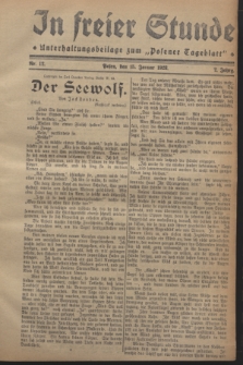 In Freier Stunde : Unterhaltungsbeilage zum „Posener Tageblatt”. Jg.2, Nr. 12 (15 Januar 1928)