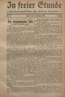 In Freier Stunde : Unterhaltungsbeilage zum „Posener Tageblatt”. Jg.2, Nr. 34 (11 Februar 1928)