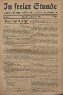 In Freier Stunde : Unterhaltungsbeilage zum „Posener Tageblatt”. Jg.2, Nr. 210 (13 September 1928)
