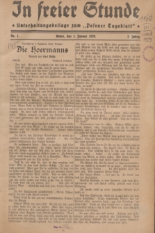 In Freier Stunde : Unterhaltungsbeilage zum „Posener Tageblatt”. Jg.3, Nr. 1 (1 Januar 1929)