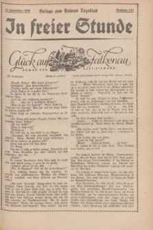 In Freier Stunde : Beilage zum „Posener Tageblatt”. 1935, Nr. 222 (27 September)