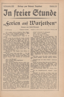 In Freier Stunde : Beilage zum „Posener Tageblatt”. 1935, Nr. 271 (24 November)