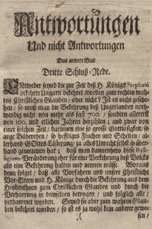 Antwortungen Und nicht Antwortungen [...] Das [...] Blat. Bl. 2, Dritte Schluß=Rede