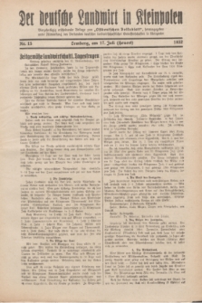 Der Deutsche Landwirt in Kleinpolen : vierzehntägig erscheinende Beilage zum „Ostdeutschen Volksblatt”. 1932, Nr. 15 (17 Heuert [Juli])