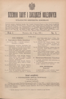 Dziennik Taryf i Zarządzeń Kolejowych : wydawnictwo Ministerstwa Komunikacji. R.1, nr 4 (30 lipca 1928)