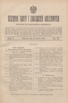 Dziennik Taryf i Zarządzeń Kolejowych : wydawnictwo Ministerstwa Komunikacji. R.1, nr 10 (29 września 1928)