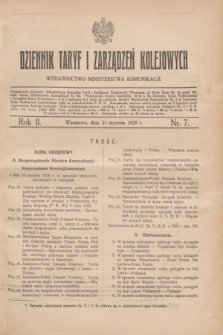 Dziennik Taryf i Zarządzeń Kolejowych : wydawnictwo Ministerstwa Komunikacji. R.2, nr 7 (31 stycznia 1929)