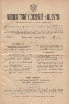 Dziennik Taryf i Zarządzeń Kolejowych : wydawnictwo Ministerstwa Komunikacji. R.2, nr 41 (14 listopad 1929)