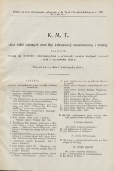 Dziennik Taryf i Zarządzeń Kolejowych : wydawnictwo Ministerstwa Komunikacji. R.2, [Dodatek do nr 2] (1 października 1929)