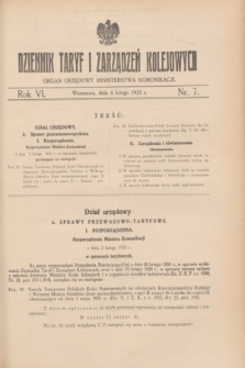 Dziennik Taryf i Zarządzeń Kolejowych : organ urzędowy Ministerstwa Komunikacji. R.6, nr 7 (4 lutego 1933)