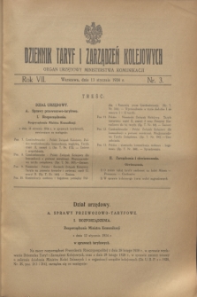 Dziennik Taryf i Zarządzeń Kolejowych : organ urzędowy Ministerstwa Komunikacji. R.7, nr 3 (13 stycznia 1934)