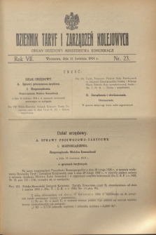 Dziennik Taryf i Zarządzeń Kolejowych : organ urzędowy Ministerstwa Komunikacji. R.7, nr 23 (11 kwietnia 1934)