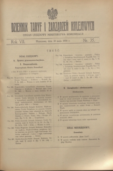 Dziennik Taryf i Zarządzeń Kolejowych : organ urzędowy Ministerstwa Komunikacji. R.7, nr 35 (30 maja 1934)